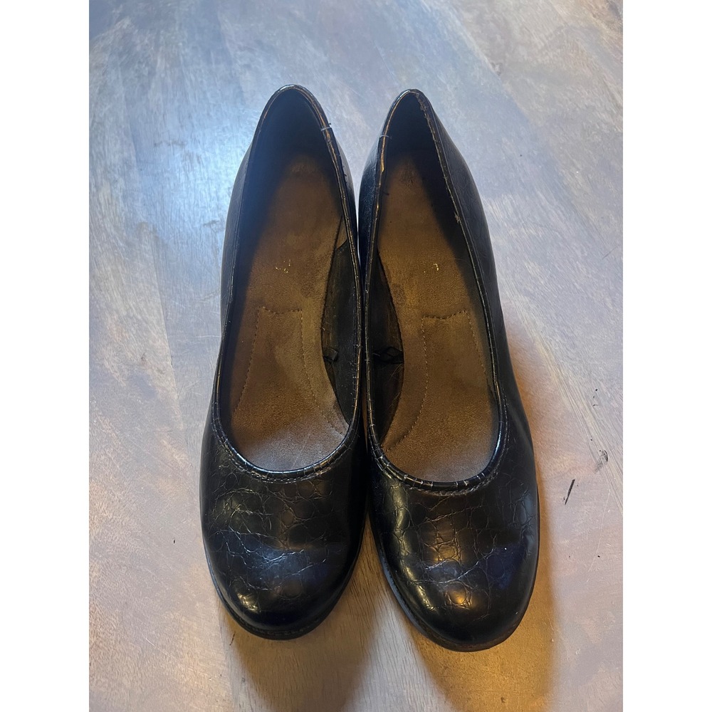 Aerosoles Womens Pumps Croc Embossed Black Size 7 Flawed